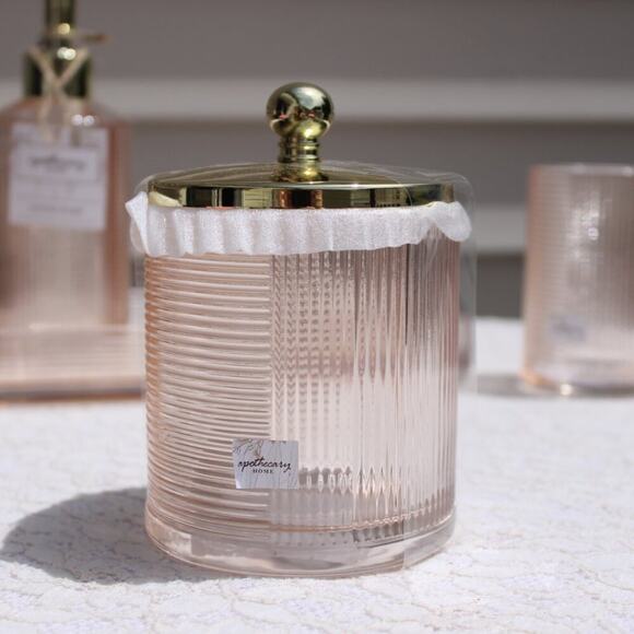 Apothecary Home Bathroom 5 Pc Colored Glass Accessory Collection Peachy Gold - Picture 10 of 16